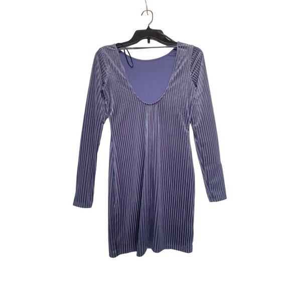 ✨Forever 21 Size S Women's Velvet Scoop Back striped party dance Dress Purple - Picture 2 of 7